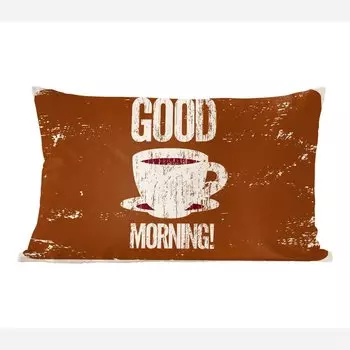 Декоративная подушка MuchoWow Диванная подушка Декоративная подушка для гостиной 50 x 30 см Кофе — Пословицы — Доброе утро! - Винтаж - Цитаты - Чехлы на диванные подушки - без наполнителя