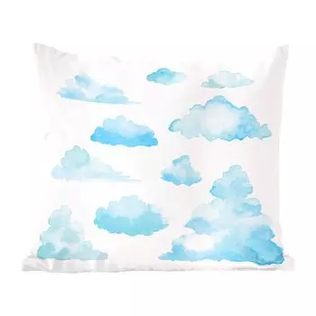 Декоративная подушка MuchoWow, диванная подушка, декоративная подушка для гостиной, 60 x 60 см, облака, нарисованные акварелью - чехол на подушку - хлопчатобумажная ткань - декоративные наволочки