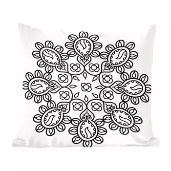Декоративная подушка MuchoWow, диванная подушка, декоративная подушка для гостиной, 60 х 60 см, мандала с цветочными формами - чехол на подушку - хлопчатобумажная ткань - декоративные наволочки