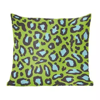 Декоративная подушка MuchoWow, диванная подушка, декоративная подушка для гостиной, 60 x 60 см, принт пантеры - зеленый - синий - чехол на подушку - хлопчатобумажная ткань - декоративные чехлы на подушки