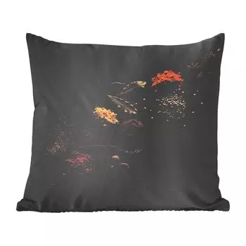 Декоративная подушка MuchoWow, диванная подушка, декоративная подушка для гостиной, 60 х 60 см, травы, черный, специи, кухня, кулинария, чехол на подушку, хлопчатобумажная ткань, декоративные чехлы на подушки
