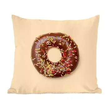 Декоративная подушка MuchoWow, диванная подушка, декоративная подушка для гостиной, 50 х 50 см, шоколадный пончик с градом - чехлы на подушки - украшение - спальня