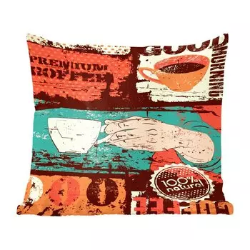 Декоративная подушка MuchoWow, диванная подушка, декоративная подушка для гостиной, 60 х 60 см, кофе, коллаж, винтаж, чехол на подушку, хлопчатобумажная ткань, декоративные чехлы на подушки