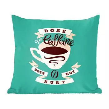 Декоративная подушка MuchoWow, диванная подушка, декоративная подушка для гостиной, 60 х 60 см, кофе - пословицы - ретро - доза кофеина не повредит - цитаты - чехол на подушку - хлопчатобумажная ткань - декоративные чехлы на подушки