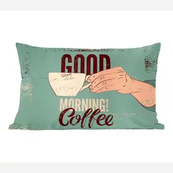 Декоративная подушка MuchoWow Диванная подушка Декоративная подушка для гостиной 50 x 30 см Кофе - Цитаты - Ретро - Доброе утро! Кофе - Цитаты - Чехлы на диванные подушки - без наполнителя
