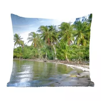 Декоративная подушка MuchoWow, диванная подушка, декоративная подушка для гостиной, 60 х 60 см, высокие деревья на острове Моореа во Французской Полинезии - чехол на подушку - хлопковая ткань - декоративные наволочки