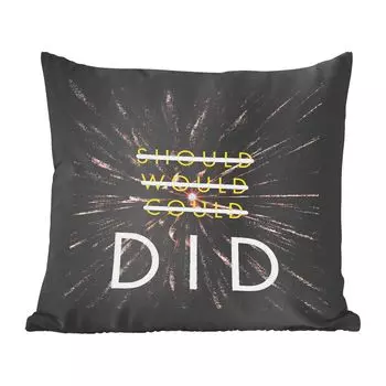Декоративная подушка MuchoWow Диванная подушка Декоративная подушка для гостиной 60 x 60 см Должен, Был бы, Мог бы, Имеет - Цитаты - Пословицы - Чехлы на подушки - Хлопчатобумажная ткань - Декоративные наволочки