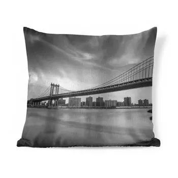 Декоративная подушка MuchoWow, диванная подушка, декоративная подушка для гостиной, 60 х 60 см, East River, Manhattan - черно-белый - чехол на подушку - хлопчатобумажная ткань - декоративные наволочки