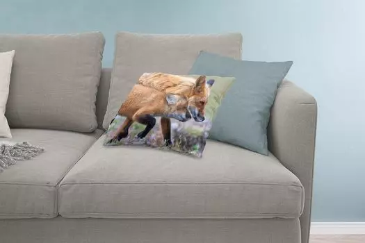 Декоративная подушка MuchoWow Диванная подушка Декоративная подушка для гостиной 60 x 40 см Рыжая лиса с детёнышем - Чехлы на подушки - Декоративные чехлы на подушки - Декоративные наволочки