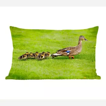 Декоративная подушка MuchoWow, диванная подушка, декоративная подушка для гостиной, 50 х 30 см, утка с мальчиками в траве - чехлы на диванные подушки - без наполнителя