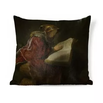 Декоративная подушка MuchoWow, диванная подушка, декоративная подушка для гостиной, 40 х 40 см, читающая старушка, вероятно, пророк Ханна - картина Рембрандта ван Рейна - чехлы на диванные подушки - без наполнителя
