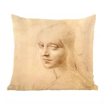 Декоративная подушка MuchoWow, диванная подушка, декоративная подушка для гостиной, 60 х 60 см, эскиз - Леонардо да Винчи - чехол на подушку - хлопчатобумажная ткань - декоративные чехлы на подушки