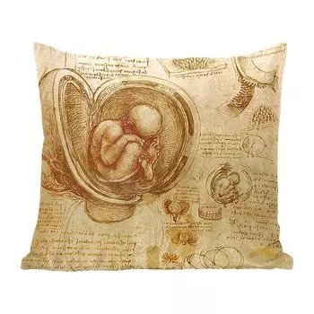 Декоративная подушка MuchoWow, диванная подушка, декоративная подушка для гостиной, 60 х 60 см, Леонардо да Винчи - чехол на подушку - хлопчатобумажная ткань - декоративные наволочки, мультиколор
