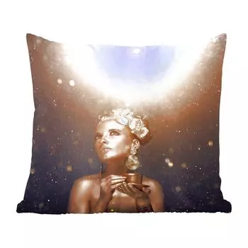 Декоративная подушка MuchoWow Диванная подушка Декоративная подушка для гостиной 45 x 45 см Женщина с золотой росписью на теле - Чехлы на подушки - Декоративные чехлы на подушки - Декоративные чехлы на подушки