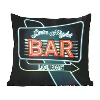 Декоративная подушка MuchoWow, диванная подушка, декоративная подушка для гостиной, 60 х 60 см, иллюстрация неоновой вывески - чехол на подушку - хлопчатобумажная ткань - декоративные наволочки