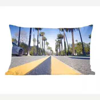 Декоративная подушка MuchoWow, диванная подушка, декоративная подушка для гостиной, 50 х 30 см, вид на улицу в Беверли-Хиллз в Америке - чехлы на диванные подушки - без наполнителя