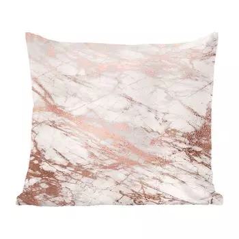 Декоративная подушка MuchoWow, диванная подушка, декоративная подушка для гостиной, 60 x 60 см, мрамор, розовый, люкс, имитация мрамора, блестки, дизайн, чехол на подушку, хлопчатобумажная ткань, декоративные чехлы на подушки