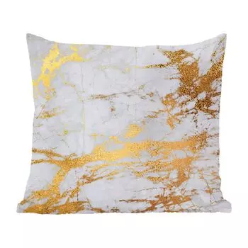 Декоративная подушка MuchoWow, диванная подушка, декоративная подушка для гостиной, 60 x 60 см, мрамор, серый, золотой, чехол на подушку, хлопчатобумажная ткань, декоративные чехлы на подушки, мультиколор