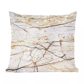 Декоративная подушка MuchoWow, диванная подушка, декоративная подушка для гостиной, 60 х 60 см, мрамор, коричневый, белый, чехол на подушку, хлопчатобумажная ткань, декоративные чехлы на подушки