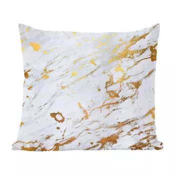 Декоративная подушка MuchoWow, диванная подушка, декоративная подушка для гостиной, 60 х 60 см, мрамор, узор, золото, белый, чехол на подушку, хлопчатобумажная ткань, декоративные чехлы на подушки