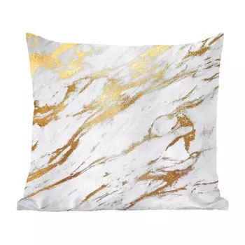 Декоративная подушка MuchoWow Диванная подушка Декоративная подушка для гостиной 60 x 60 см Мрамор - Белый - Золото - Роскошь - Чехол на подушку - Хлопчатобумажная ткань - Декоративные наволочки