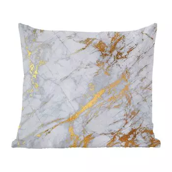 Декоративная подушка MuchoWow, диванная подушка, декоративная подушка для гостиной, 60 х 60 см, мрамор, золото, серый, чехол на подушку, хлопчатобумажная ткань, декоративные чехлы на подушки