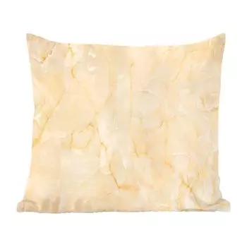 Декоративная подушка MuchoWow, диванная подушка, декоративная подушка для гостиной, 60 х 60 см, мрамор, желтый, белый, чехол на подушку, хлопчатобумажная ткань, декоративные чехлы на подушки