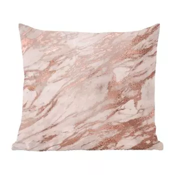 Декоративная подушка MuchoWow, диванная подушка, декоративная подушка для гостиной, 60 х 60 см, мрамор, розовый, золотой, розовый, чехол на подушку, хлопчатобумажная ткань, декоративные чехлы на подушки