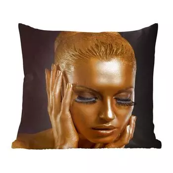 Декоративная подушка MuchoWow, диванная подушка, декоративная подушка для гостиной, 60 х 60 см, женщина - золото - цвет - чехол на подушку - хлопчатобумажная ткань - декоративные наволочки