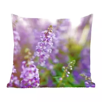 Декоративная подушка MuchoWow, диванная подушка, декоративная подушка для гостиной, 60 х 60 см, крупный план всей лаванды в поле - чехол на подушку - хлопчатобумажная ткань - декоративные наволочки