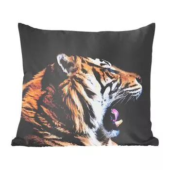 Декоративная подушка MuchoWow, диванная подушка, декоративная подушка для гостиной, 60 х 60 см, тигр, животные, портрет, чехол на подушку, хлопчатобумажная ткань, декоративные чехлы на подушки