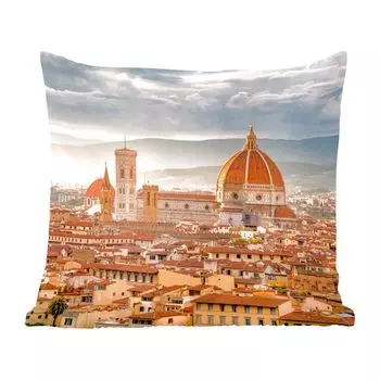 Декоративная подушка MuchoWow, диванная подушка, декоративная подушка для гостиной, 60 х 60 см, Италия - закат - Флоренция - чехол на подушку - хлопчатобумажная ткань - декоративные наволочки