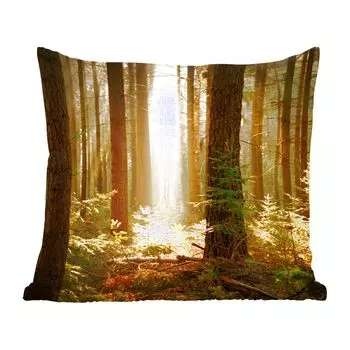 Декоративная подушка MuchoWow диванная подушка для гостиной декоративная подушка 60 x 60 см лес - деревья - солнце - чехол на подушку - хлопчатобумажная ткань - декоративные наволочки