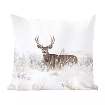 Декоративная подушка MuchoWow диванная подушка для гостиной декоративная подушка 60 x 60 см олень - зима - снег - животные - времена года - белый - чехол на подушку - хлопчатобумажная ткань - декоративные наволочки