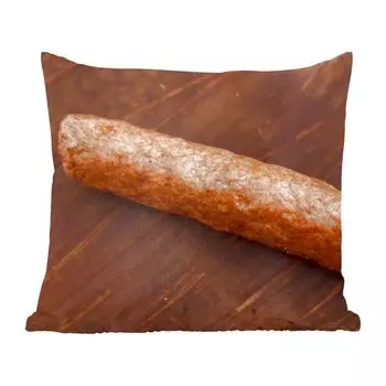 Декоративная подушка MuchoWow диванная подушка для гостиной декоративная подушка 60х60 см Вкусный фрикандел на деревянном фоне - чехол на подушку - хлопчатобумажная ткань - декоративные наволочки
