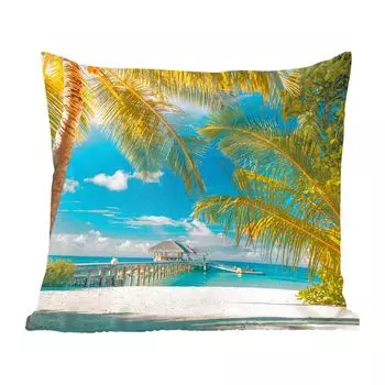 Декоративная подушка MuchoWow диванная подушка для гостиной декоративная подушка 60 x 60 см тропический - пляж - пальма - чехол на подушку - хлопчатобумажная ткань - декоративные наволочки
