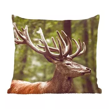 Декоративная подушка MuchoWow диванная подушка для гостиной декоративная подушка 60 x 60 см олень - природа - рога - лес - животные - чехол на подушку - хлопчатобумажная ткань - декоративные наволочки