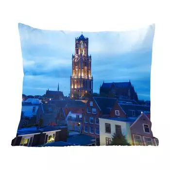 Декоративная подушка MuchoWow диванная подушка для гостиной декоративная подушка 50x50 см Cathedral Tower - Утрехт - свет - чехлы на подушки - украшение - спальня