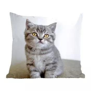 Декоративная подушка MuchoWow диванная подушка для гостиной декоративная подушка 60 x 60 см котенок - глаза - желтый - девочки - дети - мальчики - дети - чехол на подушку - хлопчатобумажная ткань - декоративные наволочки