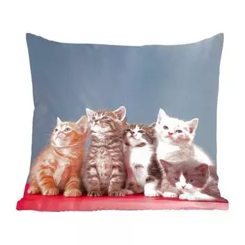Декоративная подушка MuchoWow диванная подушка для гостиной декоративная подушка 60 x 60 см котенок - синий - розовый - девочки - дети - мальчики - ребенок - чехол на подушку - хлопчатобумажная ткань - декоративные наволочки