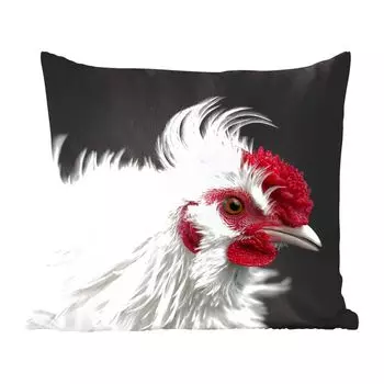 Декоративная подушка MuchoWow диванная подушка для гостиной декоративная подушка 40x40 см курица - птица - черный - чехлы на диванные подушки - без наполнителя