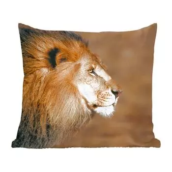Декоративная подушка MuchoWow, диванная подушка для гостиной, декоративная подушка 60 x 60 см, профиль - лев - Африка - чехол на подушку - хлопчатобумажная ткань - декоративные наволочки