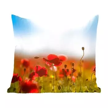 Декоративная подушка MuchoWow диванная подушка для гостиной декоративная подушка 40х40 см маки под ясным голубым небом. - Чехлы на диванные подушки - без наполнителя