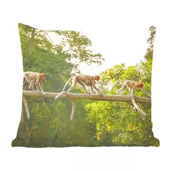 Декоративная подушка MuchoWow диванная подушка для гостиной декоративная подушка 60 x 60 см обезьяны бегают по ветке - чехол на подушку - хлопчатобумажная ткань - декоративные наволочки