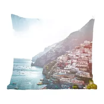 Декоративная подушка MuchoWow диванная подушка для гостиной декоративная подушка 60 x 60 см Италия - камни - домики - чехол на подушку - хлопчатобумажная ткань - декоративные наволочки