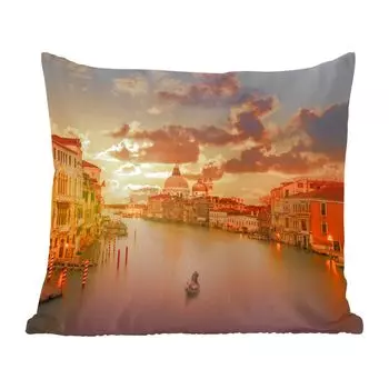 Декоративная подушка MuchoWow, диванная подушка для гостиной, декоративная подушка 60 x 60 см Италия - Гондола - Гранд-Канал - чехол на подушку - хлопчатобумажная ткань - декоративные наволочки