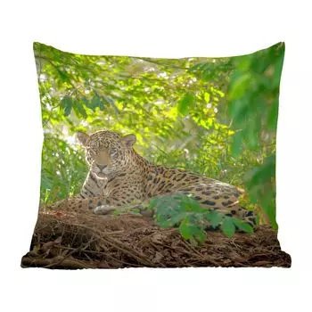 Декоративная подушка MuchoWow диванная подушка для гостиной декоративная подушка 60 x 60 см Ягуар в джунглях - чехол на подушку - хлопчатобумажная ткань - декоративные наволочки