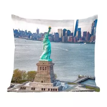 Декоративная подушка MuchoWow диванная подушка для гостиной декоративная подушка 60 x 60 см Статуя Свободы с панорамой Нью-Йорка - чехол на подушку - хлопчатобумажная ткань - декоративные наволочки