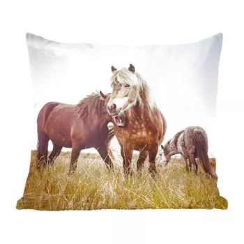 Декоративная подушка MuchoWow диванная подушка для гостиной декоративная подушка 40x40 см лошади - трава - весна - чехлы на диванные подушки - без наполнителя