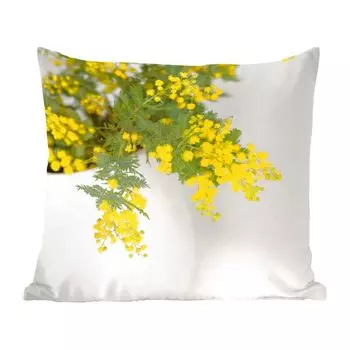 Декоративная подушка MuchoWow диванная подушка для гостиной декоративная подушка 40x40 см желтые растения мимозы с зелеными листьями в большом горшке - чехлы для диванных подушек - без наполнителя